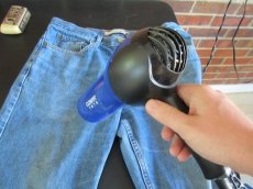 wax your own clothing use hair dryer to heat clothes jeans
