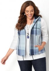 Hooded Plaid Vest, Size 4 - 26W | ElegantPlus.com Editor's Pick