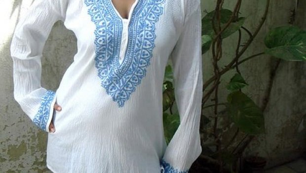 White Cotton Tunic Blouses